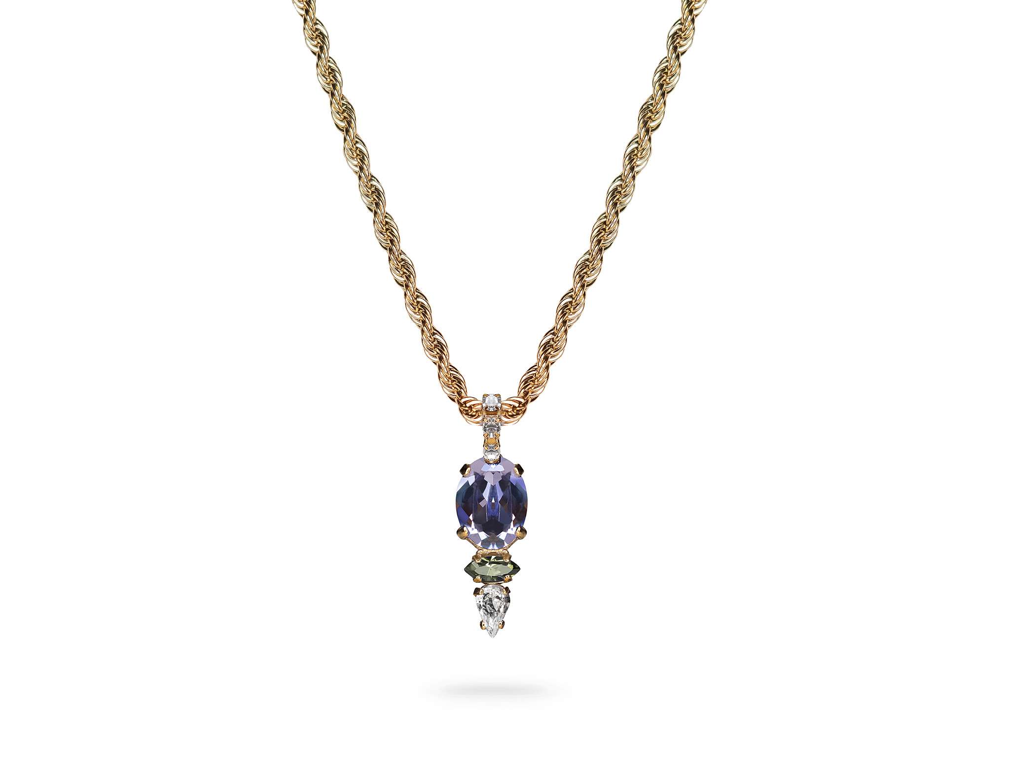 Step into captivating contrasts with The RAVEN Necklace from our PARADOX Collection. Featuring teardrop-shaped SWAROVSKI CRYSTALS© in Tanzanite, Black Diamond, and Crystal (TBDC) or Golden Shade, Denim Blue, and Crystal (GSDC), this nickel-free necklace exudes timeless beauty and sparkle. Elevate your style with this striking piece. Colour Combination & Plating